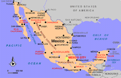 Mexico city is flashing in Mexico map.