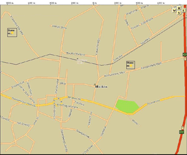 "ZPTS" Stano is flashing in Miechow city map.