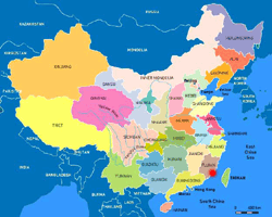 Xiamen city is flashing in China map.
